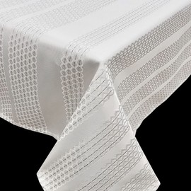 CAIT CHAPMAN HOME COLLECTION Shimmering Yarn Dyed Metallic Jacquard Woven Table Linen (60"x120" Tablecloth, Stripe)