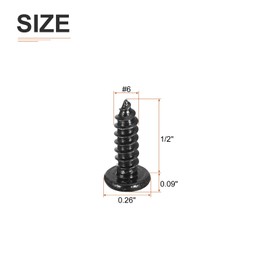 DTGN #6x1/2" Black Screws - 25Pack - 304 Stainless Steel Pan Head Phillips Sheet Metal Screw Self-tapping Screw Wood Screws