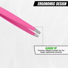 Precise Facial Hair Removal Tweezers Flat Tip Professional Plucking Eyebrow Ingrown Hair, Splinter, Blackhead and Tick Removal Tweezers for Men & Women | Multi Colour (Pink, Flat Tip)