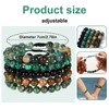 5pcs Semi-Precious Gemstones Bracelets, 8mm Round Bead Adjustable Beaded Crystal