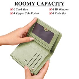 RNIEGA Women's Purse, Women's Small PU Leather, Purse Women's RFID Blocking, Purse with Zip and Multiple Card Slots, 53-Green, Contemporary