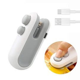 2 in 1 Mini snack bag sealing machine,2 in 1 heat USB rechargeable snack bag selaer,plastic Electric bag sealers, keep food fresh. Portable Sealer Picnics