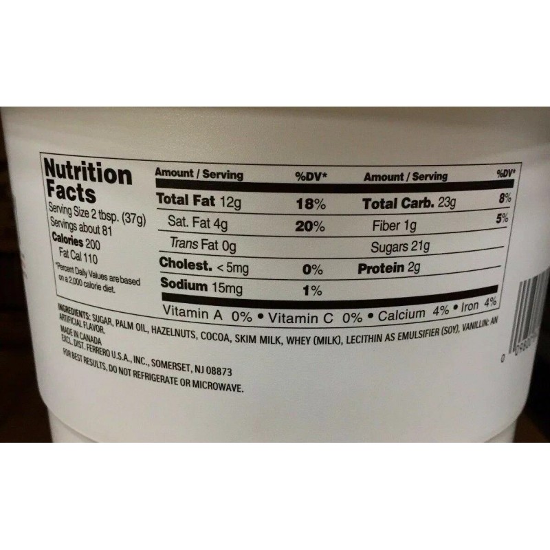 Nutella 3 kg (6.6 lb) Bucket Hazelnut Spread.