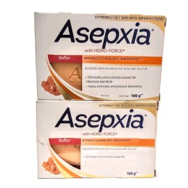 Asepxia 2 PACK! ASEPXIA AZUFRE 100g x 2 bars of acne fighting soap NEW FORMULA !!!!!