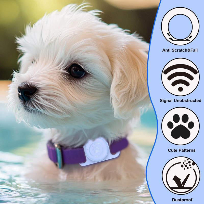 [2 Pack] Waterproof AirTag Dog Collar Holder Case, Silicone Full-Body