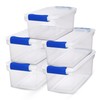 HOMZ 4-Pack Holiday Tote, Plastic Storage Organizer Bins with Lids,