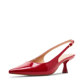 Madden Girl Women's Valerie Sling-Back Kitten Heel Pump, Red Patent, 8