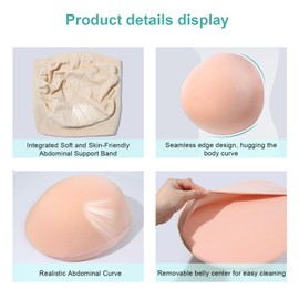 Polreta Fake Pregnancy Belly, Fake Pregnant Belly Memory Foam Baby Bump with Support Band for Big Belly Party Santa Costume