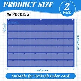 Affrolling 2 Pcs 3 x 5 Inch Business Card Index Card Holder Sleeve Hanging Wall Mount Business Holder 36 Slot Plastic Organizer for Office Home(Blue)
