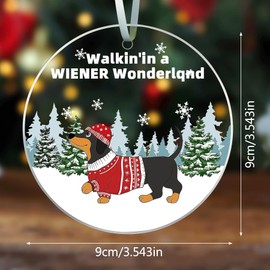Weiner Dog Christmas Ornaments 2024 - Dachshund Ornaments for Christmas Tree, Funny Dachshund Christmas Decorations, 2D for Women & Friends - Dachshund Through The Snow (Dachshund)