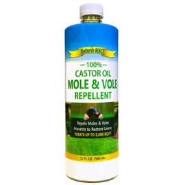 Nature's MACE Mole and Vole Mace, Mole Deterrent for Yard, 32 oz, Pure Castor Oil, Mole Repellent for Lawns, Stop Tunneling, Mole Remover Treatment, Castor Oil Repellent, People, Pet, Plant Safe