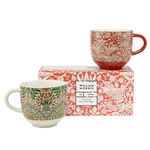 William Morris At Home FG6864 Useful and Beautiful Two Assorted Fine China Coffee Mugs | Add Style to A Well-Deserved Drink | Cruelty Free & Vegan Friendly | 2 x 350ml