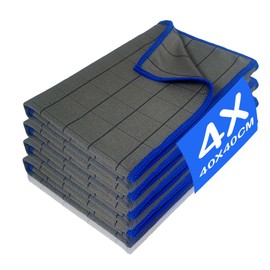 CZandCZ 4 x window cleaning cloths, microfibre cloths, 40 x 40 cm, carbon cloths, window cloth, streak-free, microfibre cleaning cloths, cleaning cloths, for windows, mirrors, stainless steel