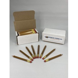 Half Pencils with Eraser - Golf, Classroom, Pew, Short, Mini - Hexagon, Sharpened, 2 Pencil, Color - Gold, Pkg of 36 Pocket Pencils™