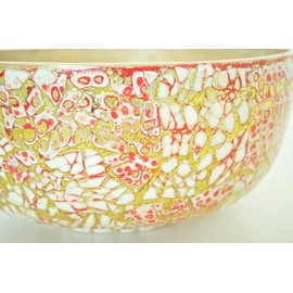 bamboo bowl handmade round bowl wooden serving bowl lacquer inlaid with egg shell bowls fine quality decorative homeware, pink gold effect large size H071L