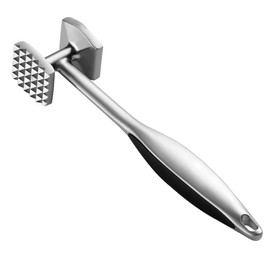 AMOZO Meat Hammer, Zinc Alloy Dishwasher Safe, Double-Sided Cutlet Tenderiser for Cutlets, Chops, Steaks (Meat Hammer 22 cm)