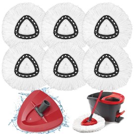 6 Pack Spin Mop Replacement Heads for Vileda, fit O-Cedar Spin Mop with Mop Holder, EasyWring Mop Refills Compatible with Triangle Spin Mop, Great Cleaning Power, Microfiber, Helper for Housework, Machine Washable