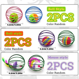 Andiker Cat Toy Ball,6pcs Cat Interactive Toy for Cats,Caged Mouse and Ball for Cats to Chase and Grab (Ball Toy)