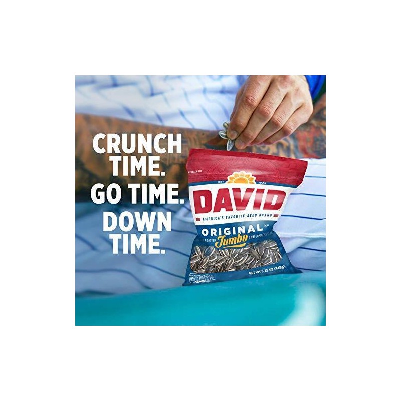 DAVID SEEDS Roasted and Salted Original Jumbo Sunflower Seeds, Keto