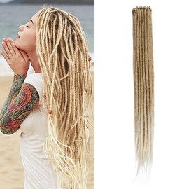 Thin 0.6cm Synthetic Dreadlock Extensions Handmade 20Inch 20 Strands Crochet Hair Long Crochet Braids Hip-Hop Style Soft Dreads Hair Extensions(MT27-613#)