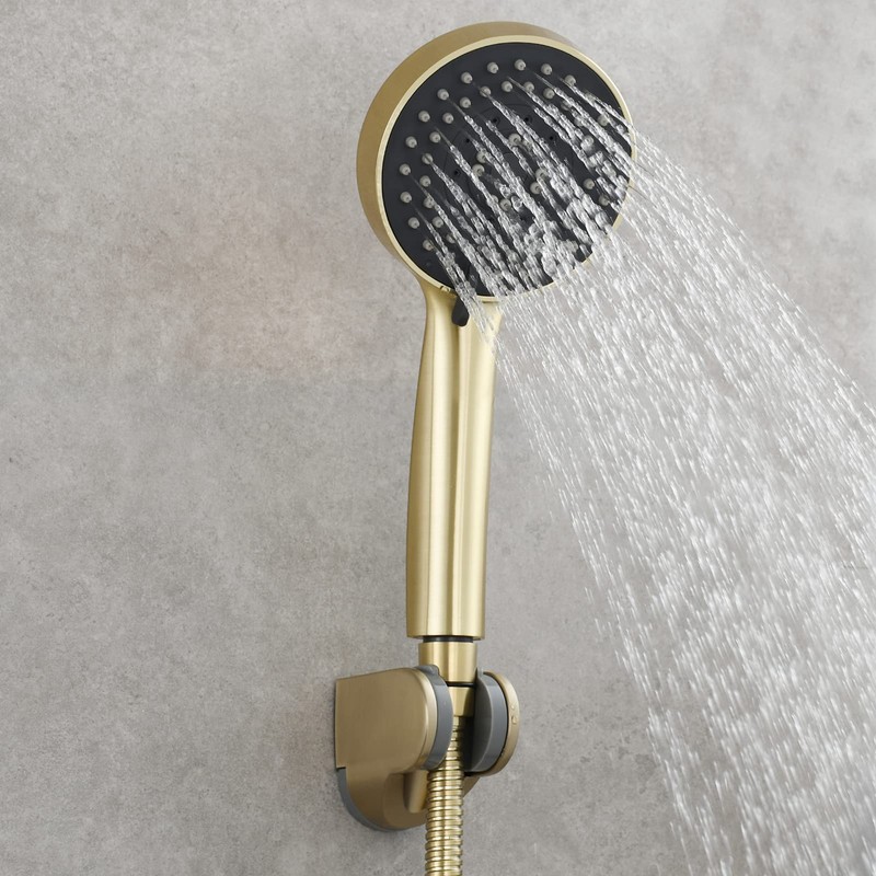 Tecmolog Brushed Gold Handheld Shower Head ABS Plastic 5 Functions