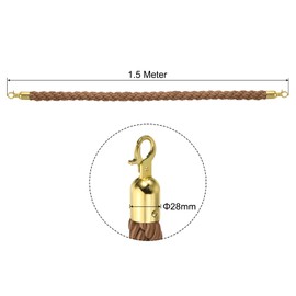 PATIKIL Stanchion Rope, 1.5m/4.9Ft Barrier Rope Twisted Post Ropes for Posts Stands Queue Divider Crowd Control of Hotel, Brown Golden
