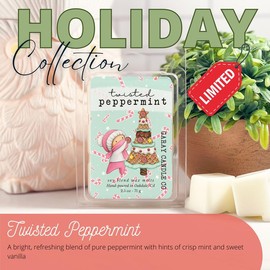 Clean Soy Blend Wax Melts Candle Decor with 50  including holiday favorite fragrances, smokeless fragrance for your home   Freshener Scented - Scent: Twisted Peppermint