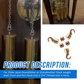 HQPARRTS for Grandfather Clock Weight Shell Hook and Nut Set of 3 Older Style-4 mm Thread (3 PCS Shell Hook and Nut)