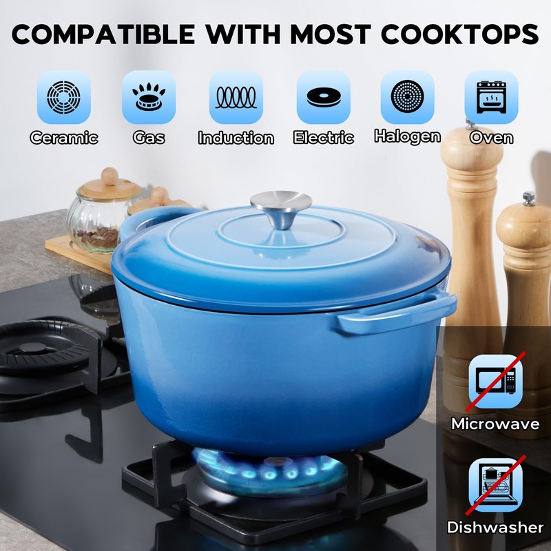 Onader 6QT Enameled Cast Iron Dutch Oven Pot with Lid,