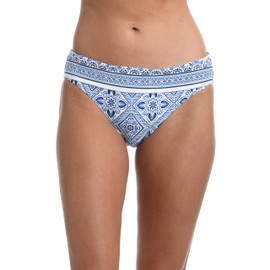 La Blanca Women's Midwaist Overlap Sash Bands Bikini Swimsuit Bottom, Capri Blue//Mediterranean Breeze, 16