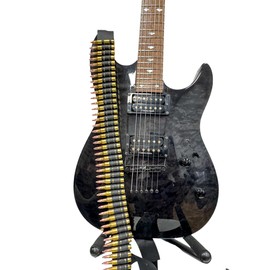 Funk Plus Bullet Buckle Guitar Strap Brass Shell 100% Leather Thrash Metal USA Made Bass Rock Strap