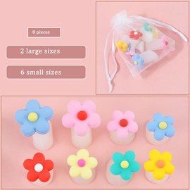 8pcs Toe Separator for Nail Polish Pedicure, Silicone Toe Spacers for Feet (8 Small Red Flowers)