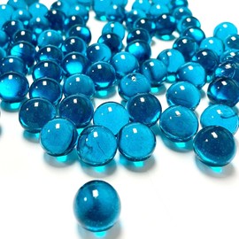 CYS EXCEL Light Blue Glass Gemstone Vase Filler (3 LBS) Aquarium Round Marble Beads Decorative Mosaic Pebbles