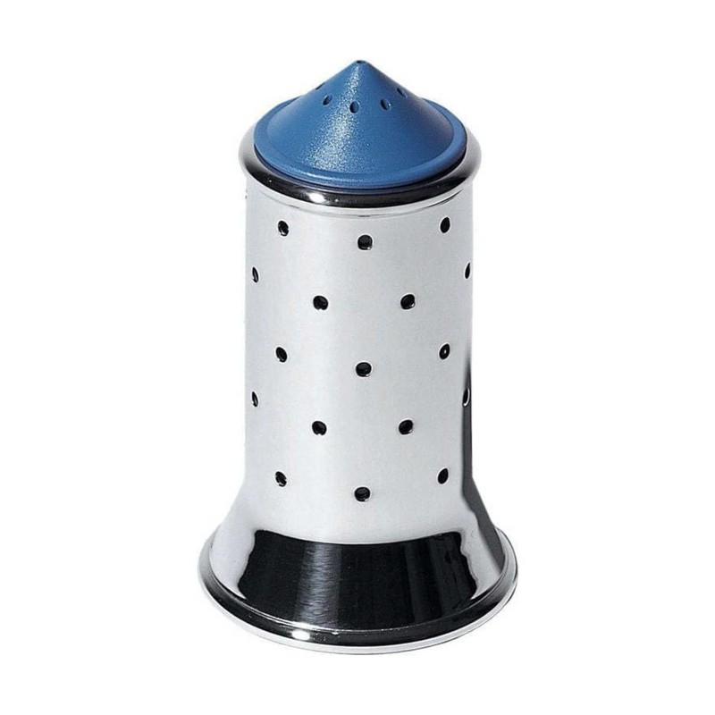 Alessi Salt Shaker, Blue, Stainless Steel, 6.5 x 7 x