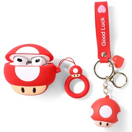 Cute Case for AirPods 3nd Generation with Doll and Anti-Lost Lanyard Keychain, XMBYGY Silicone Case Protective Shockproof Covers with Kits for Boys Girls (Mushroom)