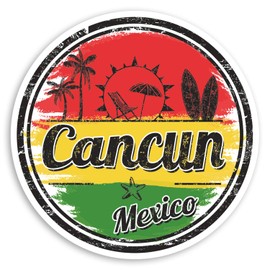 2 x 10cm Fun Cancun Mexico Vinyl Stickers - Flag Travel Luggage Sticker #34337 (10cm Wide)