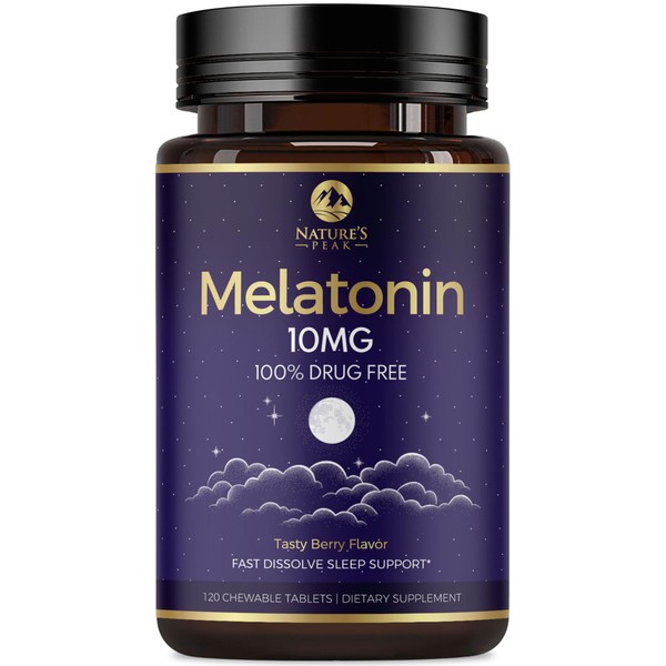 Melatonin 10mg, Strawberry-Flavored Fast Dissolve Tablets for Natural Sleep Support,