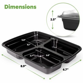 Comfy Package [Case of 150 24 oz. 3 Compartment Meal Prep Containers Reusable - Microwaveable, Dishwasher and Freezer Safe, BPA-Free, Portion Control and Convenience Food Storage with Lids, Stackable