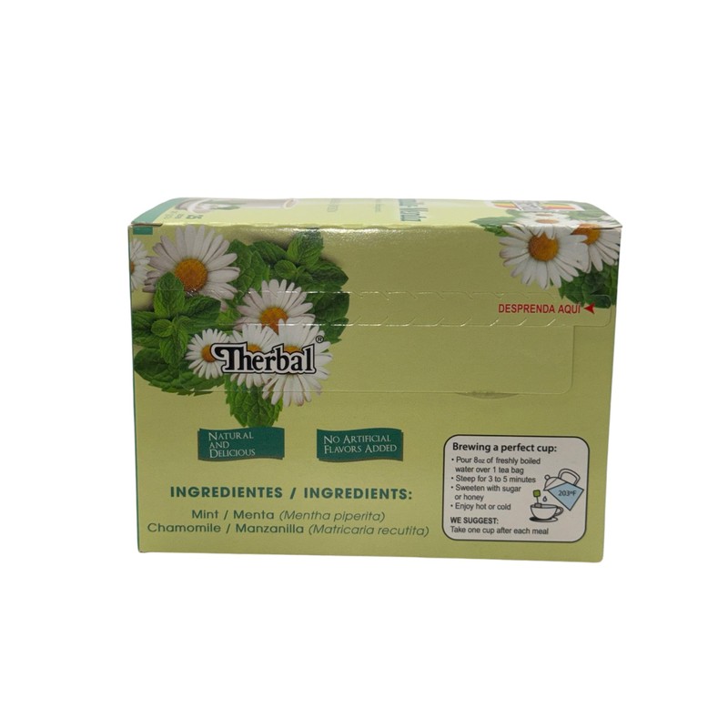 Manzanilla-Menta (Chamomile-Mint Tea) - 25 Tea Bags - Vegan, 100%