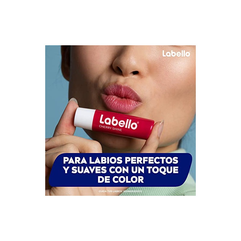 LABELLO Bálsamo labial con color Cereza 4.8g, protector labial con