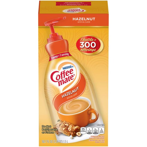 Nestle Coffee mate Coffee Creamer, Hazelnut, Liquid Pump Bottle, 50.7 Ounces