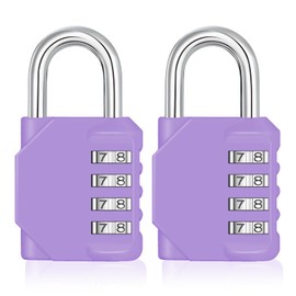 ZHEGE Combination Lock Padlock 4 Digit Padlock Numbers for Gym, Locker Lock, Padlock Combination Lock Weatherproof for Door, Garden Fences, Garages (2 Pieces, Purple)