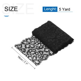 MECCANIXITY 7.1 Inch Wide 5 Yard Lace Ribbon Floral Pattern Black Lace Trim Ribbon for Sewing Making,DIY Crafts,Gift Wrapping,Wedding Decor