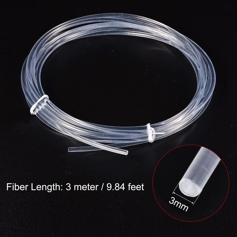 sourcing map PMMA Side Glow Fibre Optic Cable 3 mm