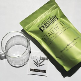 Bambú hermoso Té de bambú rico en sílice para cabello, piel, uñas (30 bolsas de papel de filtro)