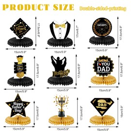 Father's Day Honeycomb Centerpieces, Happy Father’s Day Party Decorations Table Centerpieces Black
