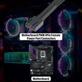 J&D 4 Pin PWM Splitter Cable, PWM Fan Controllers Splitter Compatible with 3-Pin/4-Pin PC Case Fans Motherboards, 2 Pack, 12.8 inch