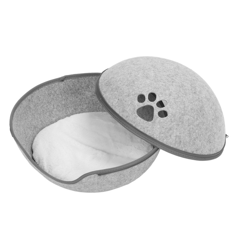 Cat Cave Bed Detachable Washable Semi Enclosed Felt Kitten Hideout
