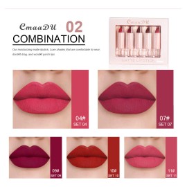 Set De 5 Labiales Mate Hidratantes Cmaadu, Fácil De Aplicar