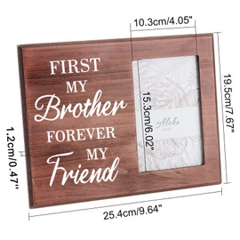 FINGERINSPIRE Photo Frame for Brother - First My Brother Forever My Friend Memorial Picture Frame for Brother Wood Picture Frame Gift for Sibling, Adults, Teens, or Kids- 10x15cm Photo